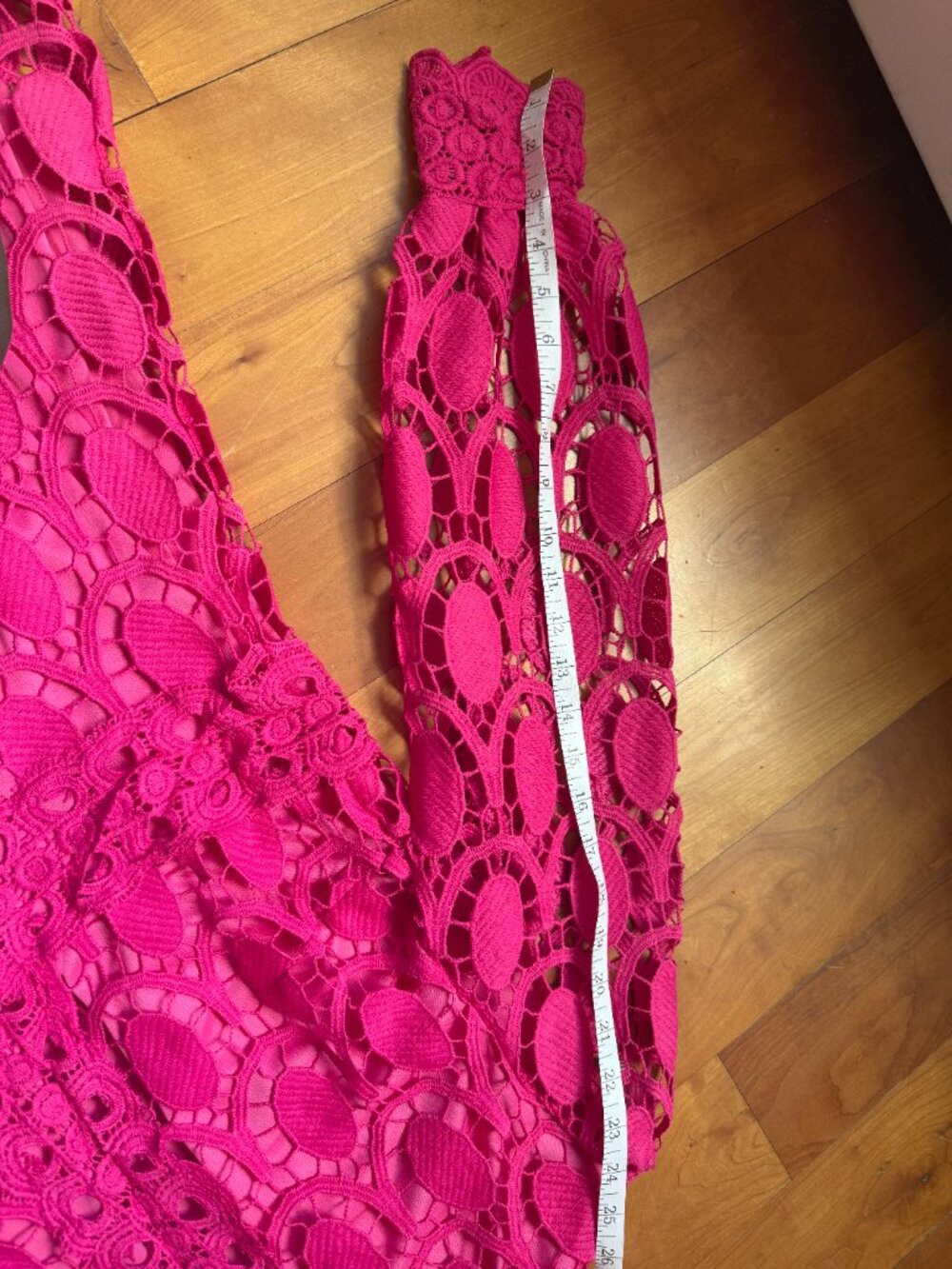 Pink Lace Midi Dress Size M-L - Picture 7 of 9